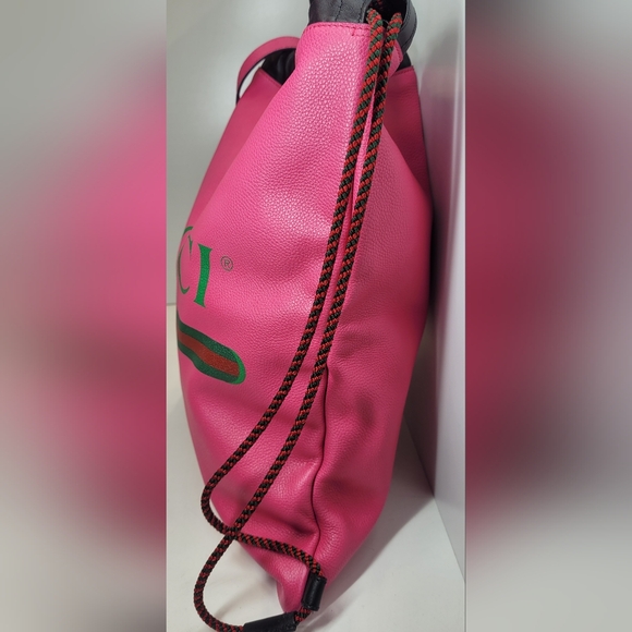 Gucci Pink Leather Drawstring Backback with witch pouch🔥 - Picture 4 of 15